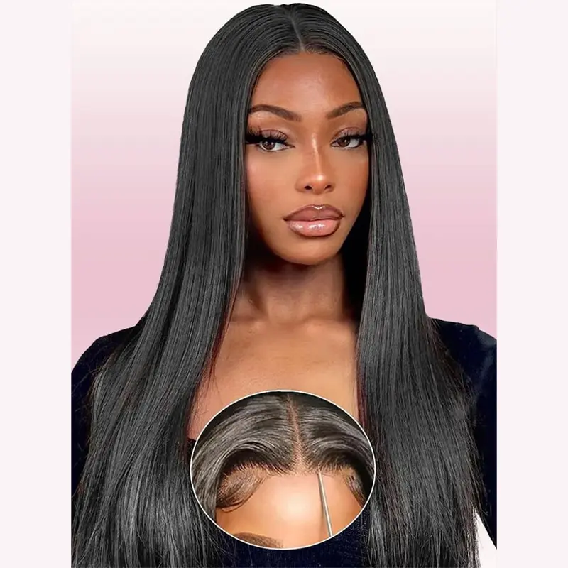 Megalook 13x6 Glueless Lace Frontal Wig Three-Go Easy Go Pre-Everything Ear To Ear Natural Hairline HD Lace Skin Melted Silky Straight Human Hair Wigs With Drawstring