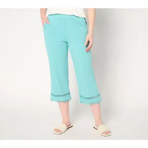 Belle by Kim Gravel Petite Slub Knit Diamond Trim Capri Pant