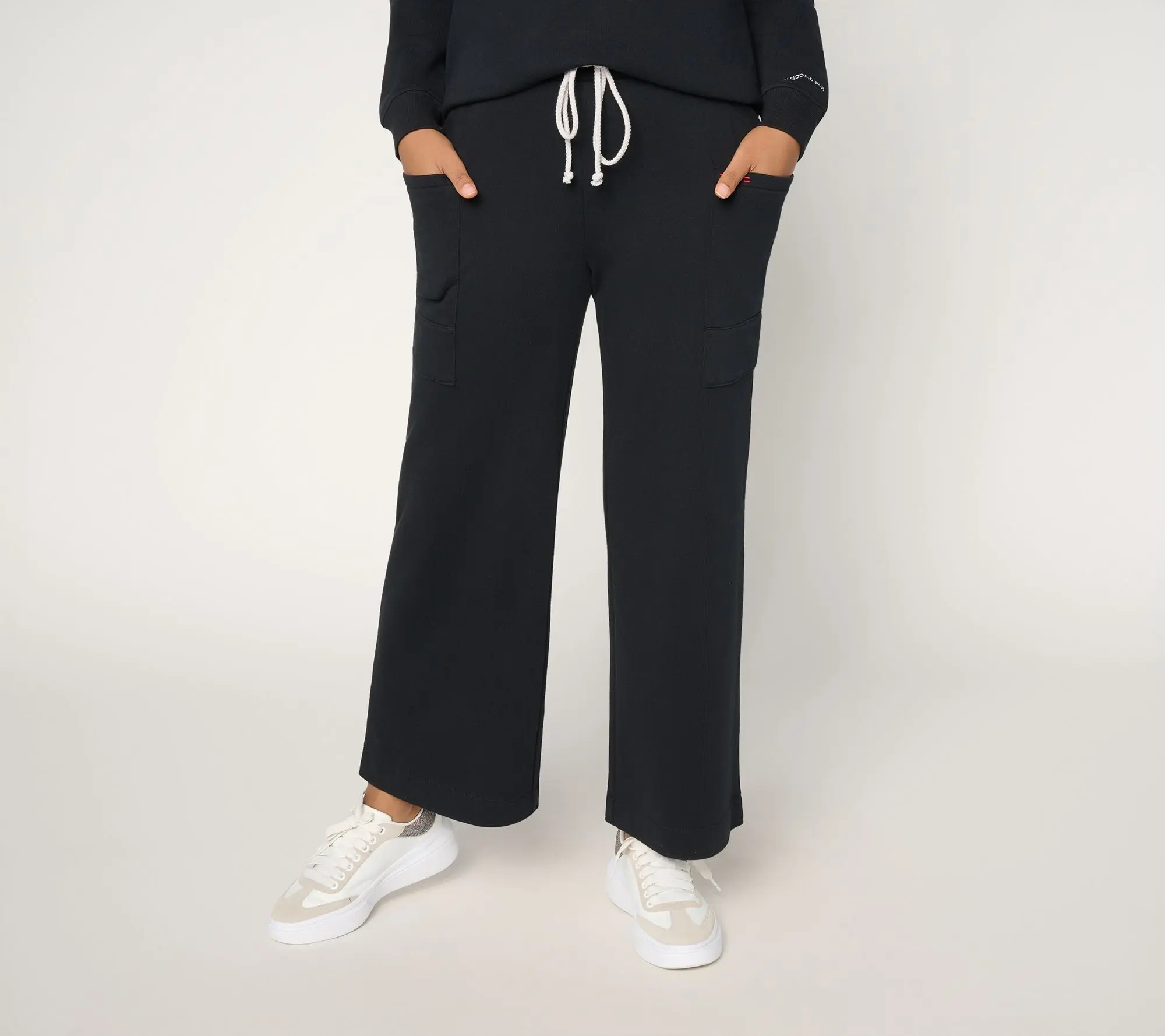 QVC Women's Petite French Terry Cargo Ankle Pants