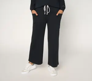 QVC Women's Petite French Terry Cargo Ankle Pants