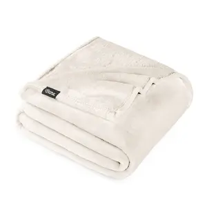 Microplush Fleece Bed Blanket by Bare Home - Throw, Vanilla