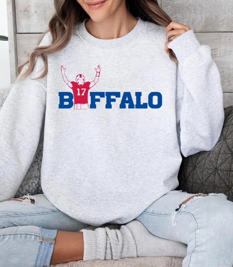 Buffalo Football Sweatshirt, Josh Allen Football Shirt, Gifts for Bills Fans Fabric Fit