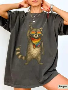 Comfort Colors Raccoon Pride Shirt, Cute Rainbow Pride Flag Graphic Tee, Equality LGBTQ Support T-Shirt, Inclusive Pride Month Apparel, Funny Animal Lover Gift for Women & Men