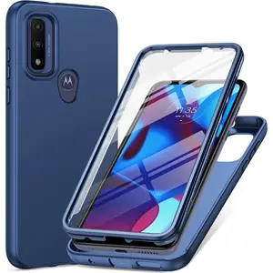 for Motorola Moto-G Pure Phone Case: G Play 2023 | G Power 2022 Silicone Matte Case 360 Full Protection - Rugged Bumper Sturdy Shockproof Drop Protective TPU Cell Phone Cover Woman Men (Blue) Boy Colorful Rubber Tempered A-Black