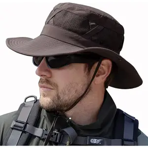 Fishing Hat UPF50+ Wide Brim Sun Hat for Men Women, Water Resistant Summer Sun Protection Safari Hat Hiking Bucket Hat