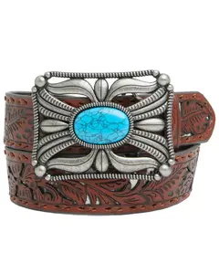 Shyanne Women's Indiana Inlay Filigree Leather Buckle Belt - Safa25bt8-Bn