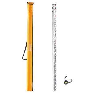 Summervibes VEVOR Aluminum Grade Rod, 9-Feet/8ths 3 Sections Telescopic Measuring Rod, Double-Sided Scale 1/8in Leveling Rod Stick, Aluminum Alloy Survey Rod with Bubble Level Carrying Bag for Houses, Walls, Floors