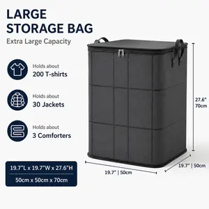 Extra Large Moving Bags with Zipper, Foldable Fabric Storage Organizer for Clothes, Blankets, Comforters, Bedding and Sweaters, Closet, Bedroom and Moving Day Use