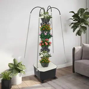 CNCEST Hydroponic Growing Tower with LED Grow Lights, 40-Hole Indoor Garden System with Water Pump & Wheels, Automatic Vertical Gardening Kit for Herbs Vegetables