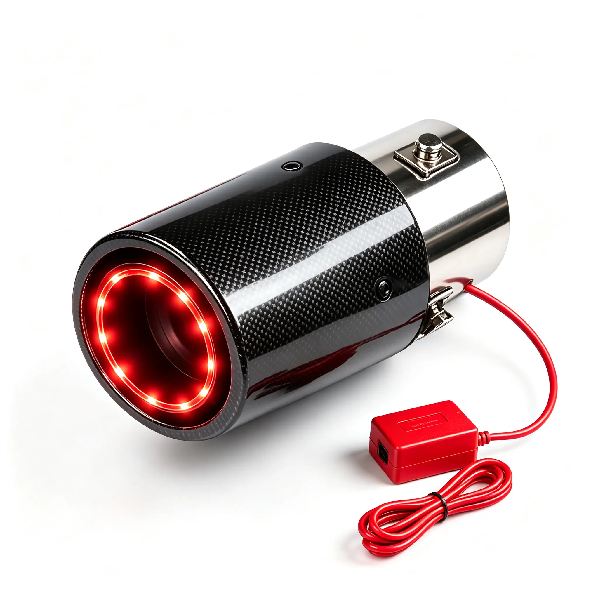 Carbon Fiber LED Exhaust Tip, Glowing Light Exhaust Muffler Pipe, Universal Car Exhaust Mod, Turn Heads At Night #carsoftiktok #carmods #tiktokshopfinds