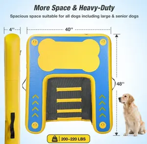 Inflatable Dog Float and Ramp for Dogs Up to 220 lbs Non-Slip PVC Mesh Cloth