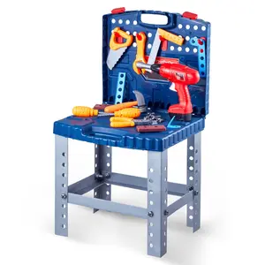 VEVOR Kids Workbench,  56 pcs, Kids Tool Bench with Realistic Tools and Electric Drill, Pretend Play Construction Workbench Toys for Toddlers, Toddler Work Bench Learning Gift for Boys & Girls Age 3+