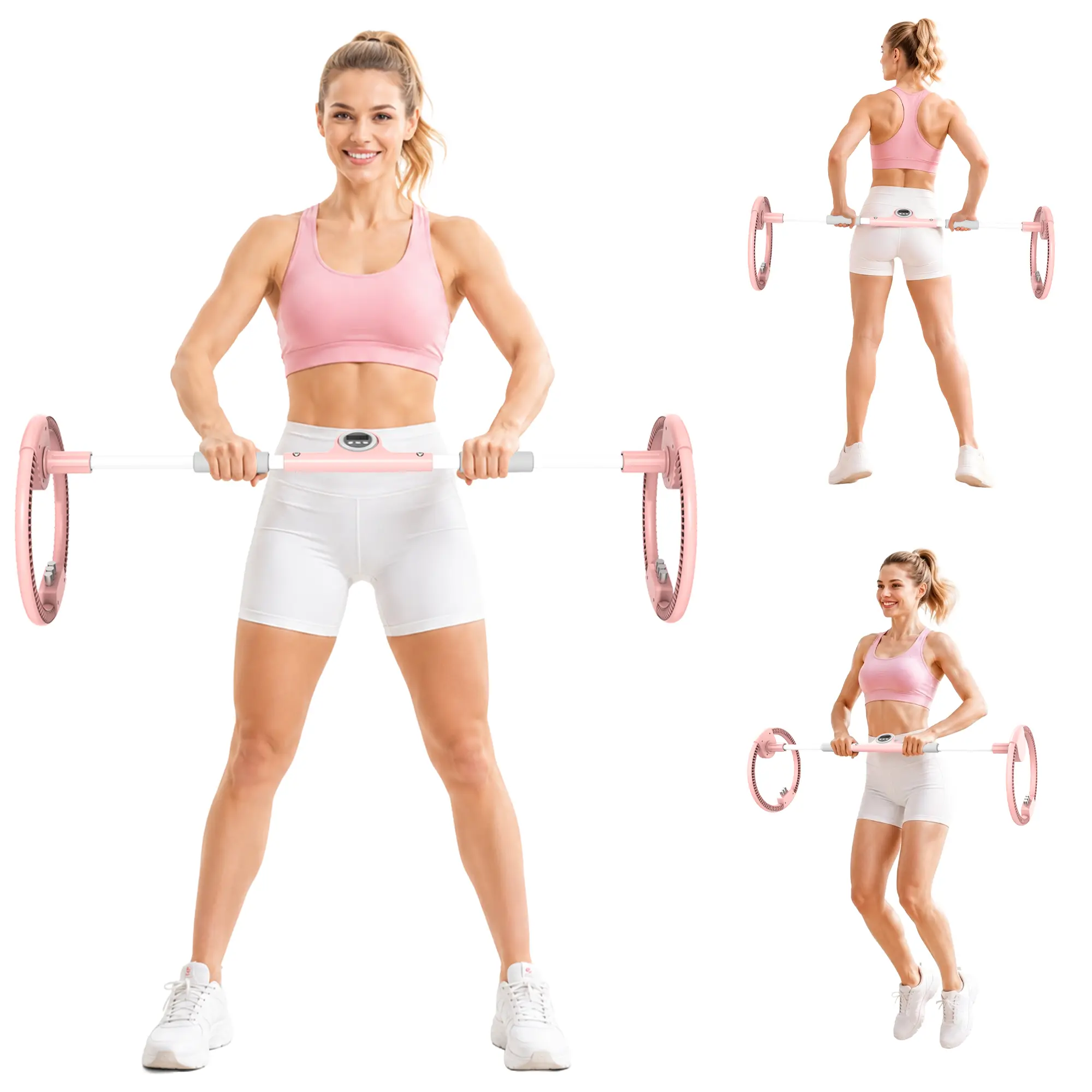 【SAVEYOUR】 Adjustable Arms Exercise Wheel, Portable Forearm & Wrist Trainer with 3 Resistance Levels, Home Gym Fitness Equipment