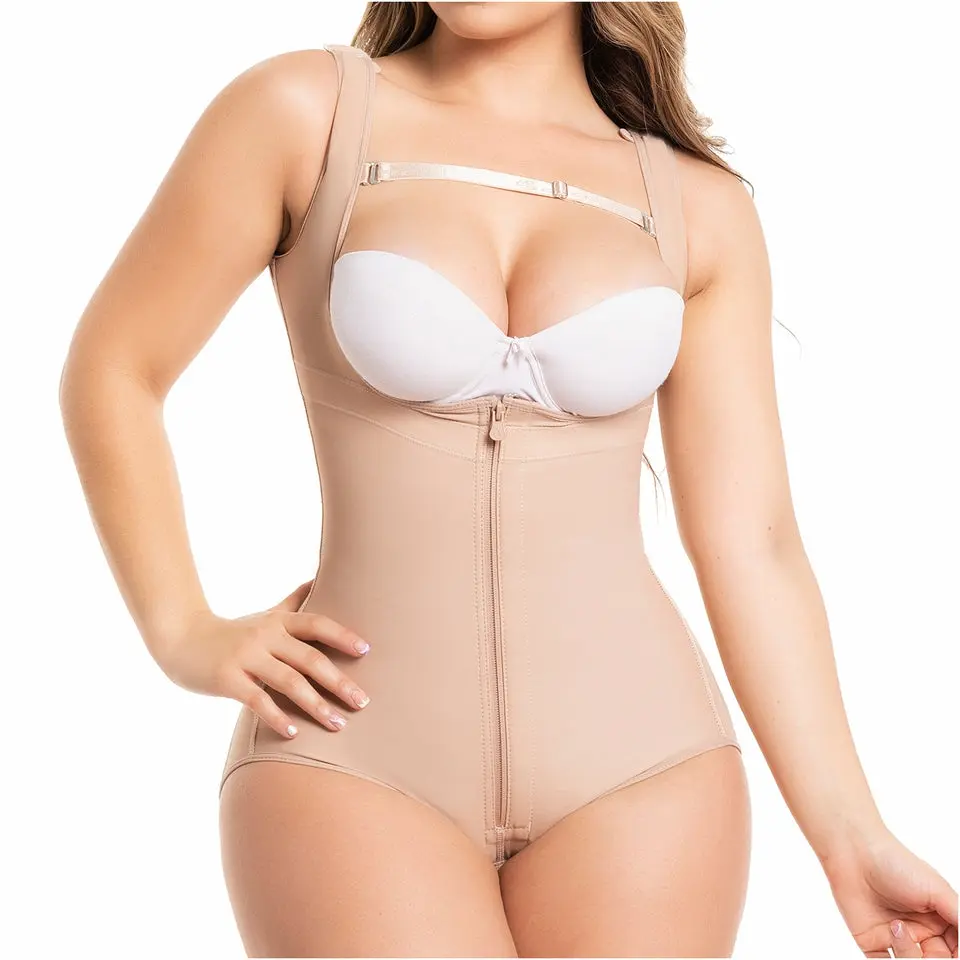 Lady's Hiphigger Cotton Basic Style Tummy Control Shapewear Bodysuit with Wide Adjustable Straps, Fajas Salome 419