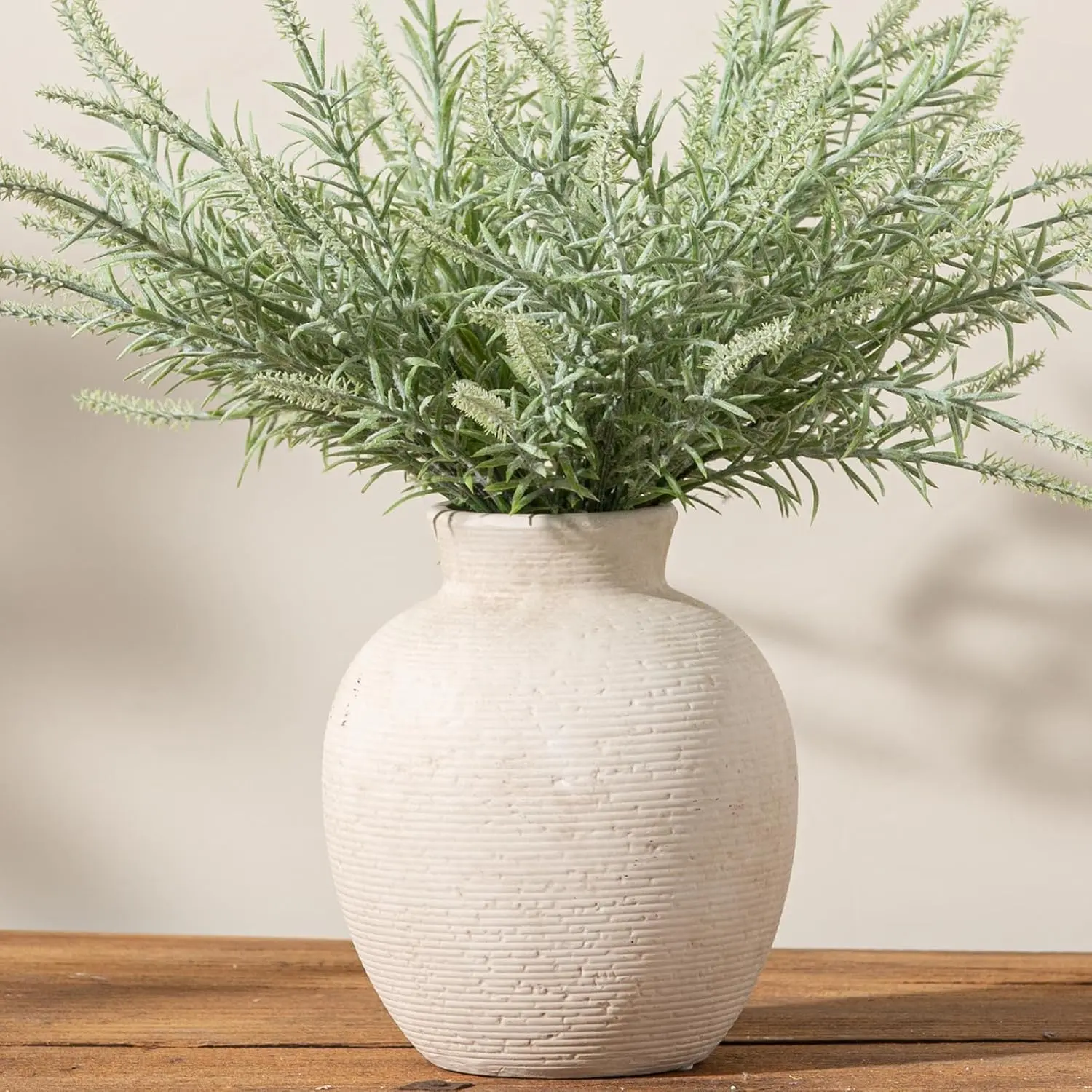7.4" 6.3 Inches Wide Rustic Porcelain Ceramic Flower Vase - Waterproof Decorative Vase with Artistic Design, Farmhouse Table & Office Display Gift for Valentine's Day, Mother's Day
