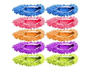 Mop Slippers Shoes 5 Pairs (10 Pieces) - Microfiber Cleaning House Mop Slippers Floor Cleaning Tools Shoe Cover Soft Washable Reusable Microfiber Foot Socks Floor Cleaning Tools Shoe Cover