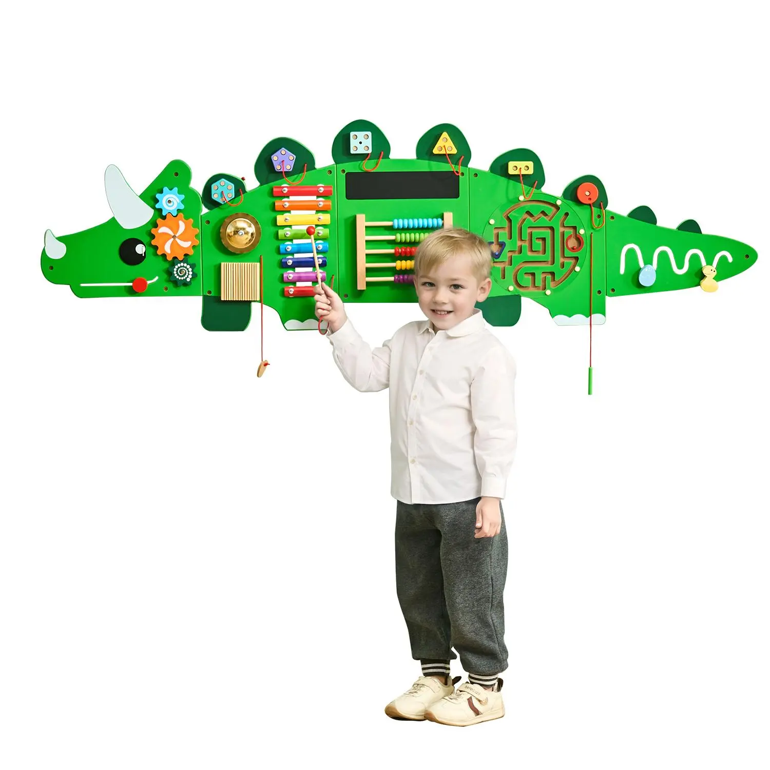 【SummerFinds】VEVOR Dinosaur Activity Wall Busy Board Panels,  11 Activities, Montessori Sensory Wall Toy for Kids 3-12 Years, Montessori Learning Activity Center, Ideal for Toddler Playroom Nursery Classroom