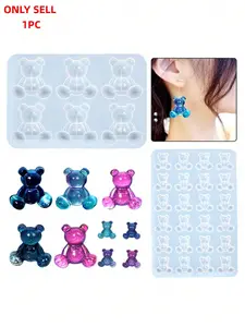 Little Bear Earrings Pendant Resin Crystal Drop, DIY Handmade Jewelry Making Supplies, Craft Kit Accessories for Crafting & Decor, DIY Jewelry Decoration, Beading Accessories