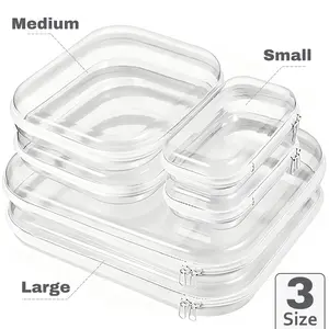6 Pcs Clear Hard Zipper Case Hard Plastic Zipper Pouches Transparent Makeup Bag for Tools & Small Objects Girl Stuff Portable Travel Organizer Set Jewelry Box Toy Storage Bins Trinket Storage Organizer Box Large+Medium+Small (Clear,Three Sizes,white Pink)