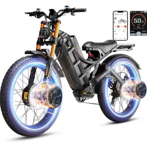 2025 Version) Eahora Romeo II 2500W 40 MPH Electric Mountain Bike Dual Motor 52V 60AH Battery 200 Miles Long Range Electric Bike for Adults 20"*4.5" Fat Tire Full Suspension Off-Road EBike,UL2849
