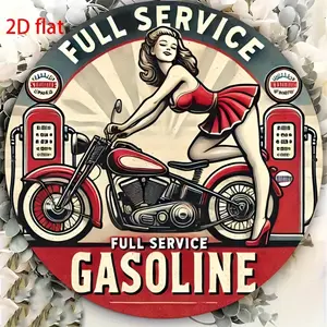 Retro Gas Station Theme Metal Wall Decor, Vibrant Art Sculpture for Men's Leisure Room, Multi-Functional Garage Sign, Vintage Garage Signs