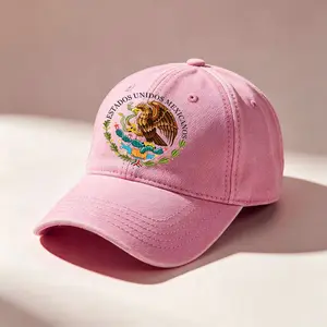 Unisex Mexican National Emblem Denim-Print Mesh Baseball Cap , Adjustable Casual Hat, "Dad Hat," and Sun Protection Cap for Spring & Summer Outdoors