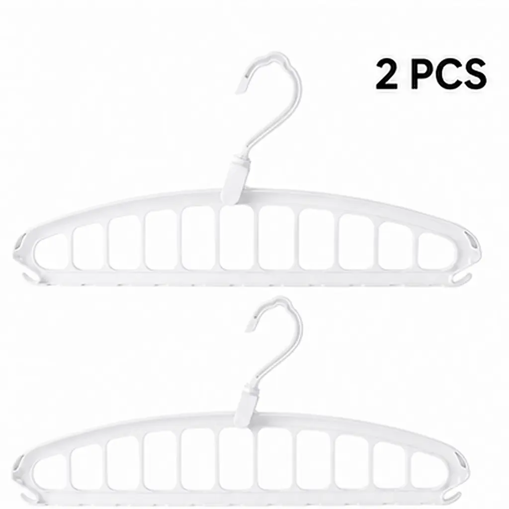 2PCS 11-Multi-Holes Closet Organizer Hangers, 360° Rotates Anti-Slip Space Saver for Shirt/Pants & Coats, Vertical/Horizontal Storage for Dorms, Rotates 360°