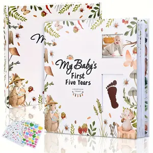 Memory Record Scrapbook Photo Album,Memory Book for Baby Boy or Girl - Timeless First 6 Year Baby Book A Milestone Journal for Every Event from Birth to Age 6 - Gender Neutral Scrapbook Photo Album with 6 Keepsake Folders