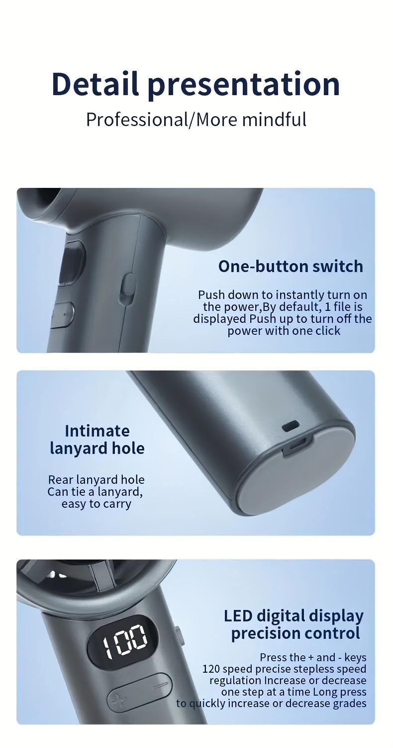 Portable Handheld Mini Fan, Bling Rhinestone, 17000RPM High Speed Personal Cooling Fan, 2400mAh Rechargeable Battery 6-18H Runtime, USB-C Fast Charge, Pocket Size for Wedding, Travel, Commute, Outdoor, Summer Gift