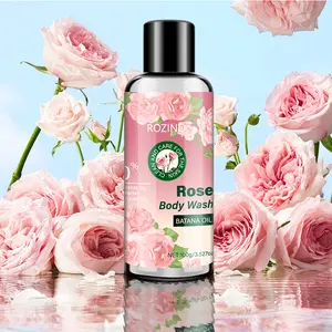 ROZINO Rose Body Wash Hydrating Moisturizing Shower Gel with Banana Oil for Dry Skin Cleansing & Nourishing 100g