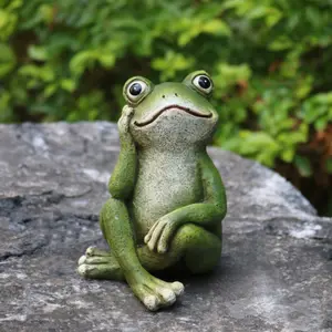 Cute Outdoor Statue, Melancholy Frog Resin Sculpture, Garden Lawn Patio Decor, Weather-Resistant, No Power Needed, Farming Supplies, Rural Life Gift