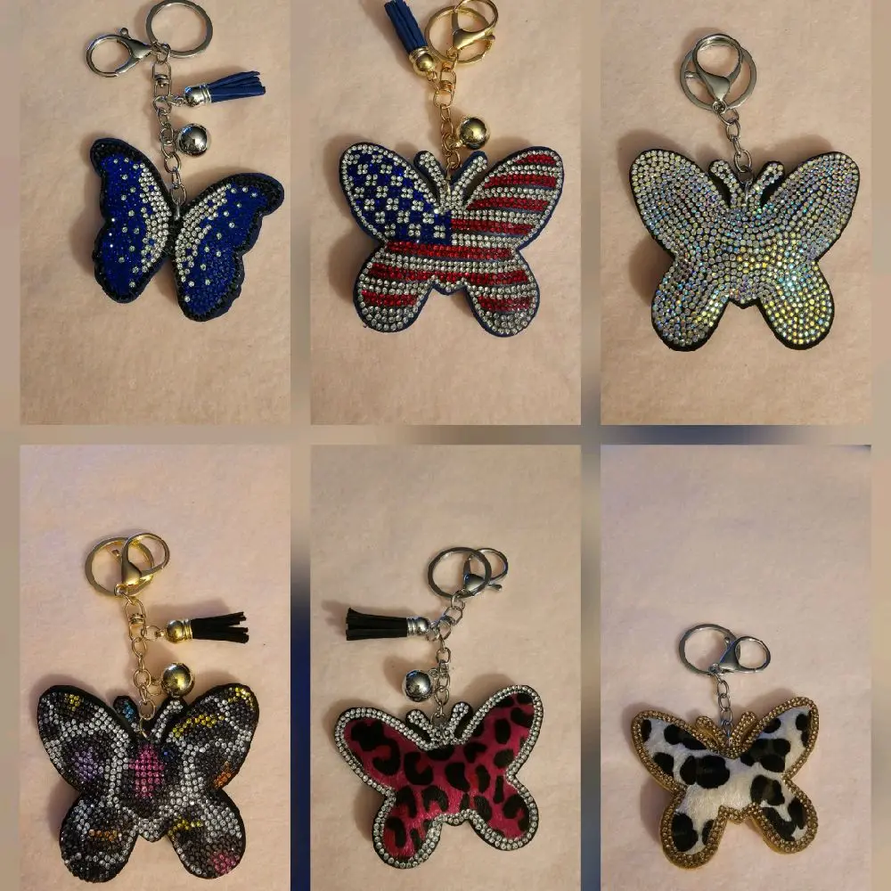 Bling Butterfly Charm Keychains - Rhinestone-Adorned, Colorful, Playful Chic Fashion Accessories for Glamorous Keychain Enthusiasts, Fashion Keychains, Glamorous Keychains
