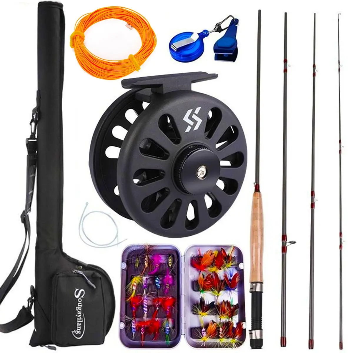 Fly Fishing Rod Set with 5/6 Fishing Rod and Fly Fishing Reel  Bag Fly Fishing Line  Accessories lures Box Combos