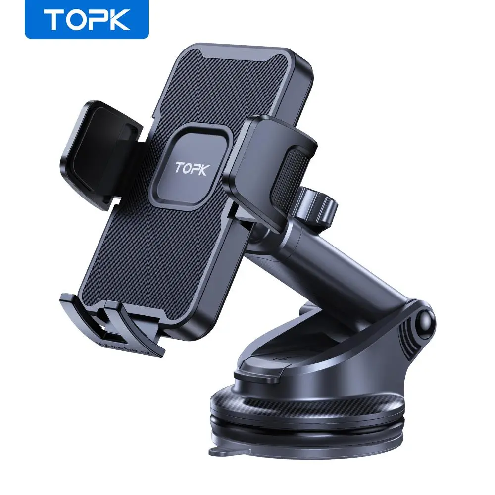 TOPK Car Phone Holder with Suction Cup, Cell Phone Holder For Car, Suction Cup Mount, Adjustable Car Phone Holder, Universal Smartphone Holder for Dashboard Windshield, Car Interior Accessories, Car Phone Stand, Car Accessory