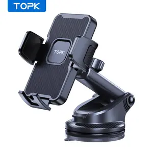 TOPK Car Phone Holder with Suction Cup, Suction Cup Mount, Adjustable Car Phone Holder, Universal Smartphone Holder for Dashboard Windshield, Car Interior Accessories for iPhone Xiaomi Huawei Samsung