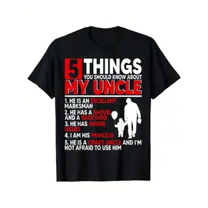5 Things You Should Know About My Uncle Happy Father's Day T-Shirt, Suitable for unisex personality casual round neck outdoor short-sleeved t-shirt, Men's summer clothes, mens T shirt, slightly elastic, 100% cotton,  double  Vintage Metalcore Graphic