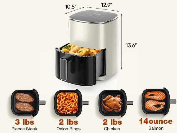 Sweetcrispy 12-in-1 Multi-Function Air Fryer Kitchen Appliance - 6.34 QT for 6, Digital Panel, Compact, Simple to Use Fryers, Oil Reduction, Dishwasher Safe Parts, Smart Kitchen, Roast, Crisp, Reheat, Dehydrate Snacks, Includes 20 Healthy Recipes