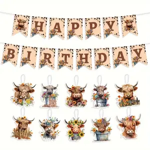 Highland Cow Birthday Banner, Highland Cattle Banner Decorations, Birthday Party Decorations, Baby Shower Supplies