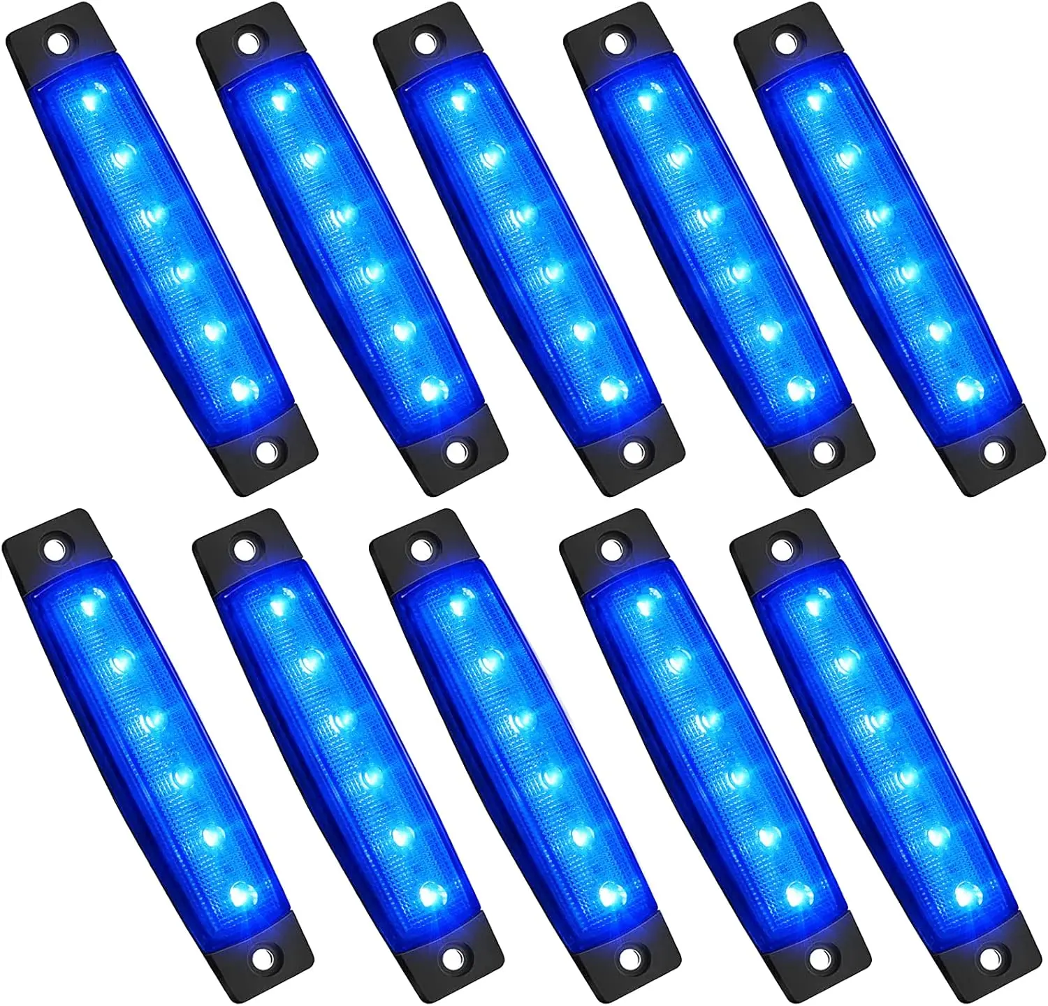 10 Pcs 10in (250mm) Waterproof PC+ABS LED Rock Strip Lights Kit - Green Underglow Fender Lights for Car Exterior Upgrade, Fit for ATV, Offroad Truck, RV, Trailer, Snowmobile