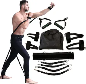 StrikeForce Pro Martial Arts Resistance Bands Workout System with Ankle Wrist & Waist Straps 150 lbs Total Resistance for Enhanced Training