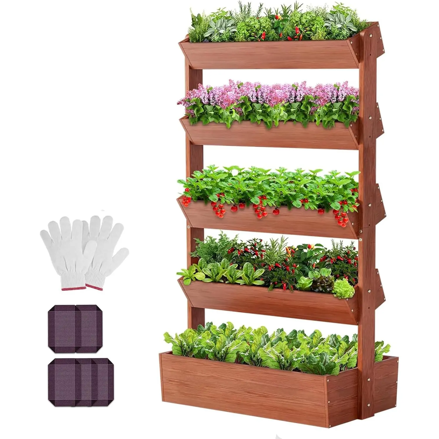 ABORON Vertical Wooden Raised Garden Bed, 5 Tier Garden Planters Freestanding Wood Plant Stand Flower Rack Wooden Planter Box for Plants Herbs Flowers Vegetables Outdoor Indoor Gardening sohochic