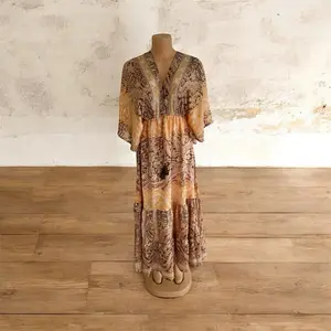 	Indian Silk Viscose Dress One Size – Timeless & Feminine