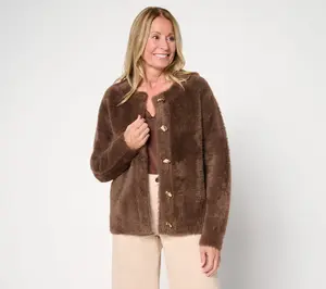 Dennis Basso Knitted Faux Mink Cardigan
