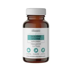 Just Ingredients Digestive Enzyme Supplement - 15 Enzyme Blend for Protein Fat Carbohydrate & Fiber Breakdown - 30 Day Supply 60 Capsules