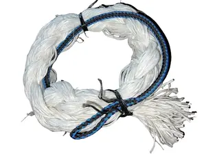 Adult Saddle Bronc Rein Extra Soft White Poly 6' with Blue & Black Paracord Neck for Enhanced Strength and Comfort