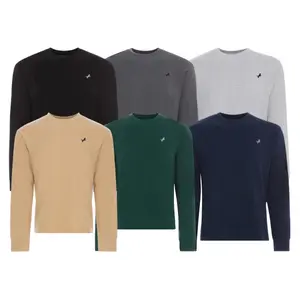 3 Pack: Men's 100% Cotton Long Sleeve French Terry Crew Neck Sweatshirt Sizes S-XL
