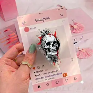 Gothic Skull & Rose Phone Grip - Aesthetic Floral Skeleton Griptok - Unique Artistic Phone Holder Stand