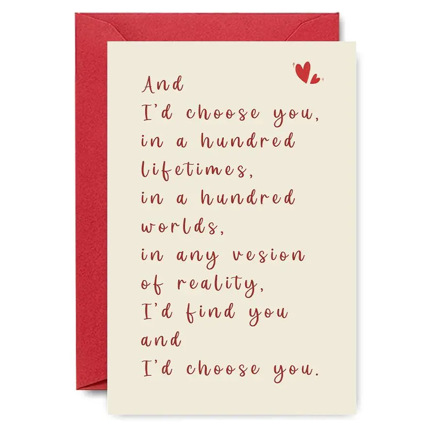 Romantic Anniversary Card, 1/3/5 Counts Poem Love Card with Laser-cut Design, Paper Greeting Card for Any Recipient, Ideal for Wedding Gifts