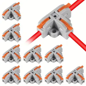 Wire Connector, Compact T-shaped Lever Nut Wire Connector for Car, Durable Copper Structure Wire Splitter for 28-12