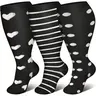 Women's 3-Pair Extra Wide Calf Compression Socks - Unisex Over-the-Knee 20-30 mmHg Anti Slip Workout Active Socks, Breathable All Seasons Fabric, Less Sweat, Soft Stay-in-Place Wide Top Band